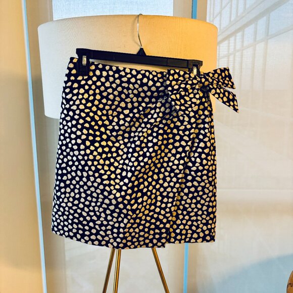 J. CREW Metallic Pebble Print Jacquard Wrap Skirt with Bow - Picture 1 of 5